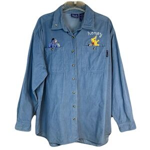 Vtg Disney Winnie the‎ Pooh Corduroy Shirt Women XL Embroidered Vacation Resort